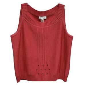 St John Sport Wool Blend Knit Top Small Red Preppy Old Money Sleeveless 2008